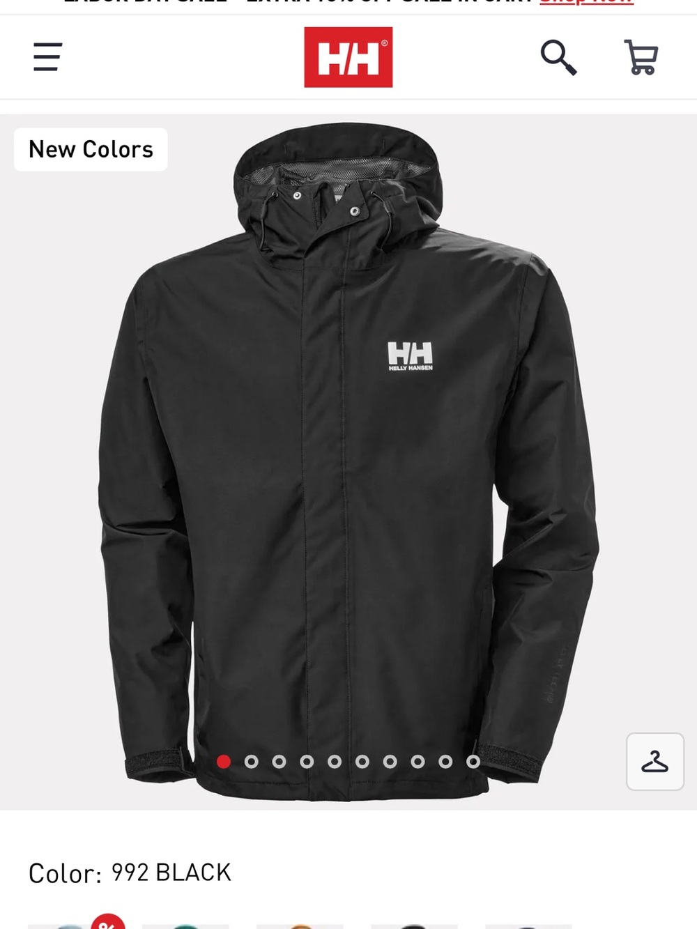 Helly Hansen Men's Black Raincoat with Hood